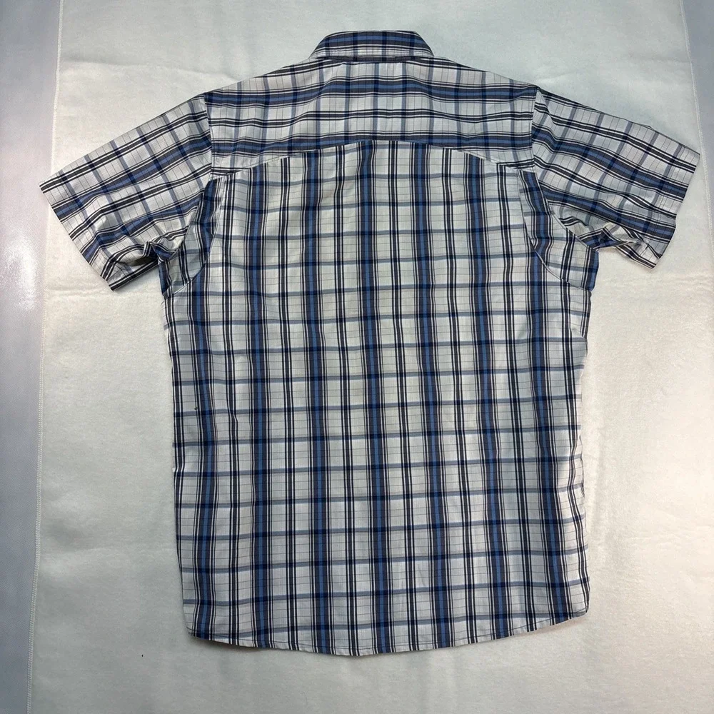 The North Face‎ Breathable Button Up Short Sleeve Shirt Blue And White- Large